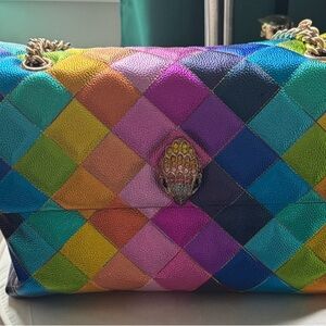 XXL Kurt Geiger Rainbow Quilted Patchwork Shoulder Bag with Gold Chain